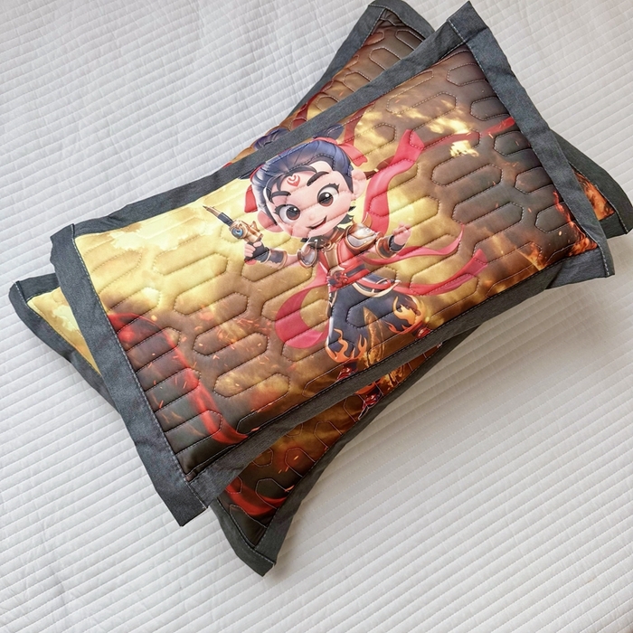 91家纺网 家纺一手货源 找家纺 纽乐家纺 2025新款卡通5D数码印花哪吒周边儿童冰丝乳胶凉枕枕套枕芯 哪吒-2