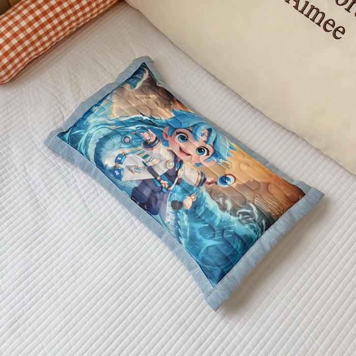 91家纺网 家纺一手货源 找家纺 纽乐家纺 2025新款卡通5D数码印花哪吒周边儿童冰丝乳胶凉枕枕套枕芯 哪吒-4