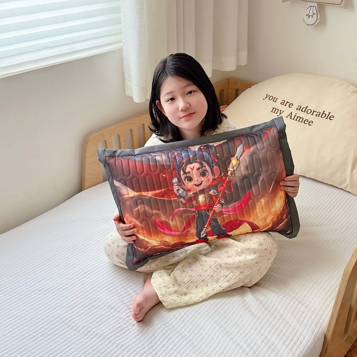 91家纺网 家纺一手货源 找家纺 纽乐家纺 2025新款卡通5D数码印花哪吒周边儿童冰丝乳胶凉枕枕套枕芯 哪吒-5