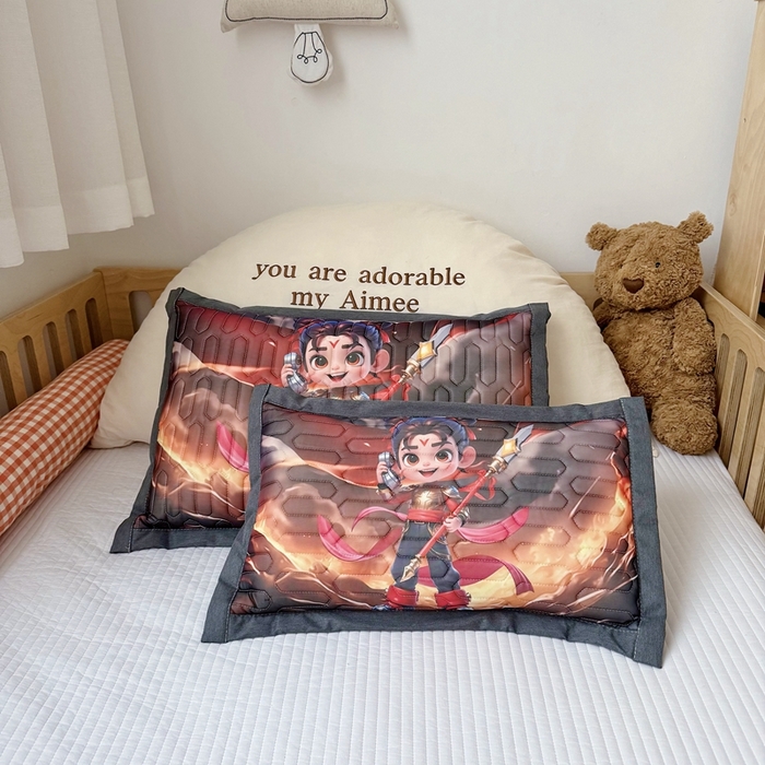 纽乐家纺 2025新款卡通5D数码印花哪吒周边儿童冰丝乳胶凉枕枕套枕芯 哪吒-5