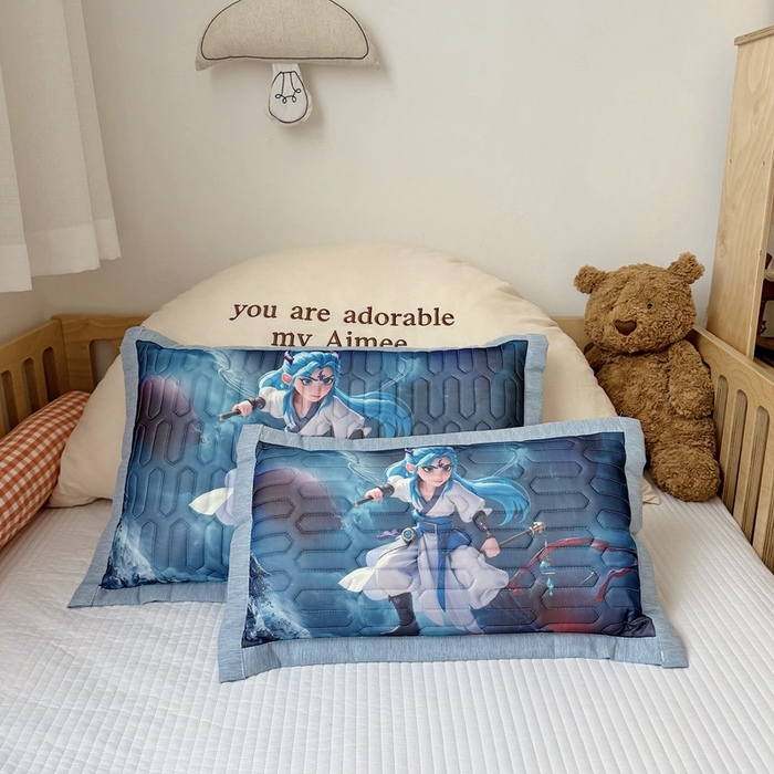 纽乐家纺 2025新款卡通5D数码印花哪吒周边儿童冰丝乳胶凉枕枕套枕芯 哪吒-6