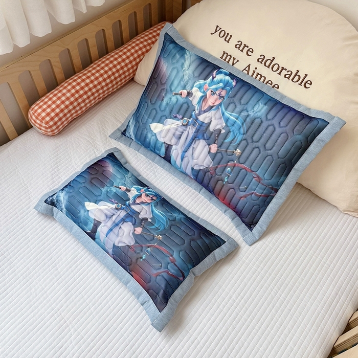 91家纺网 家纺一手货源 找家纺 纽乐家纺 2025新款卡通5D数码印花哪吒周边儿童冰丝乳胶凉枕枕套枕芯 哪吒-6