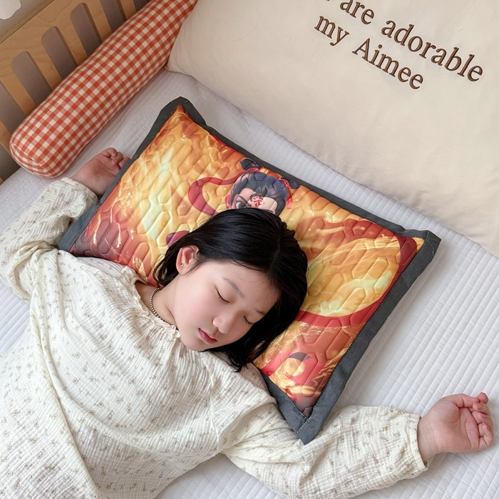 91家纺网 家纺一手货源 找家纺 纽乐家纺 2025新款卡通5D数码印花哪吒周边儿童冰丝乳胶凉枕枕套枕芯 哪吒-7