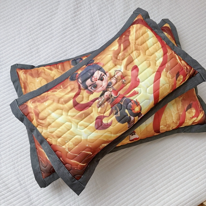 91家纺网 家纺一手货源 找家纺 纽乐家纺 2025新款卡通5D数码印花哪吒周边儿童冰丝乳胶凉枕枕套枕芯 哪吒-7