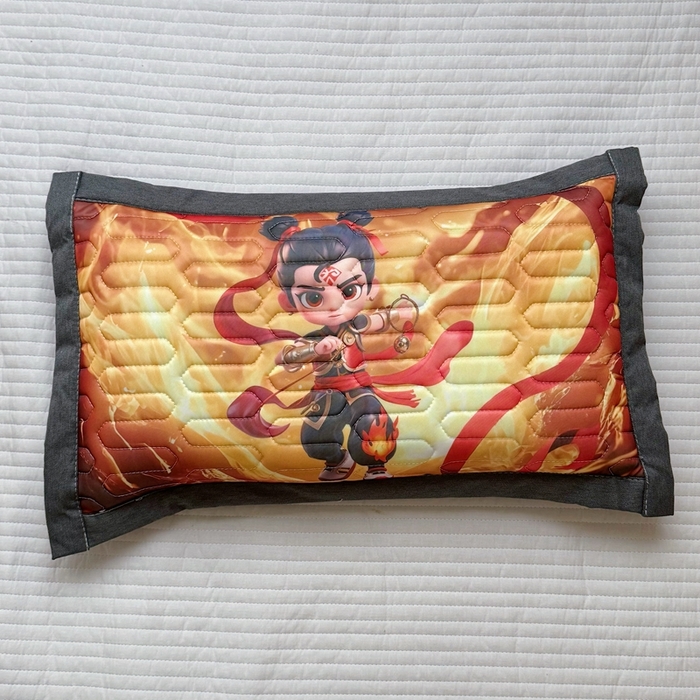 91家纺网 家纺一手货源 找家纺 纽乐家纺 2025新款卡通5D数码印花哪吒周边儿童冰丝乳胶凉枕枕套枕芯 哪吒-7