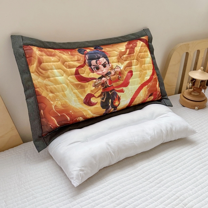 91家纺网 家纺一手货源 找家纺 纽乐家纺 2025新款卡通5D数码印花哪吒周边儿童冰丝乳胶凉枕枕套枕芯 哪吒-7