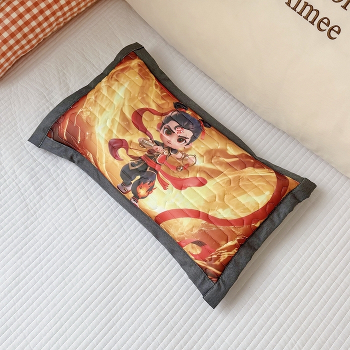 91家纺网 家纺一手货源 找家纺 纽乐家纺 2025新款卡通5D数码印花哪吒周边儿童冰丝乳胶凉枕枕套枕芯 哪吒-7