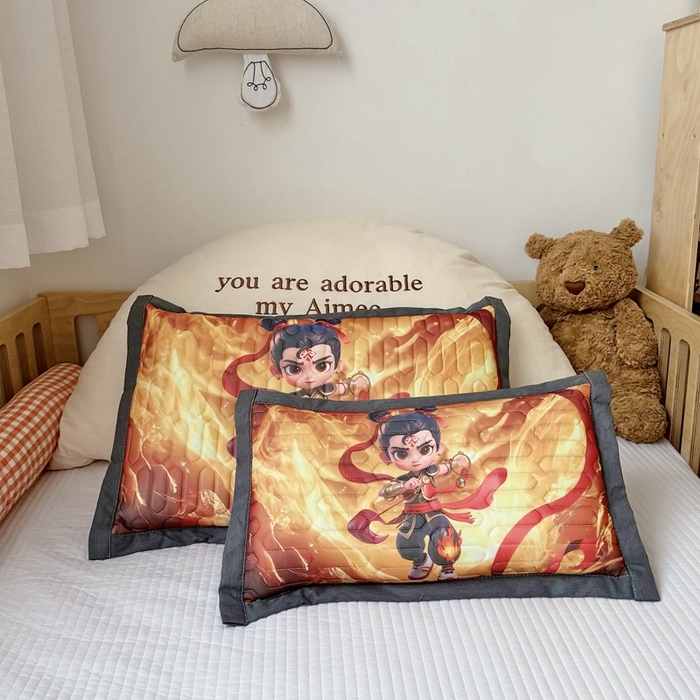 纽乐家纺 2025新款卡通5D数码印花哪吒周边儿童冰丝乳胶凉枕枕套枕芯 哪吒-7