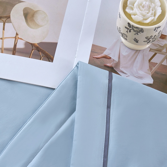 91家纺网 家纺一手货源 找家纺 紫乐家纺 2025新款60长绒棉纯色夏被 星光蓝