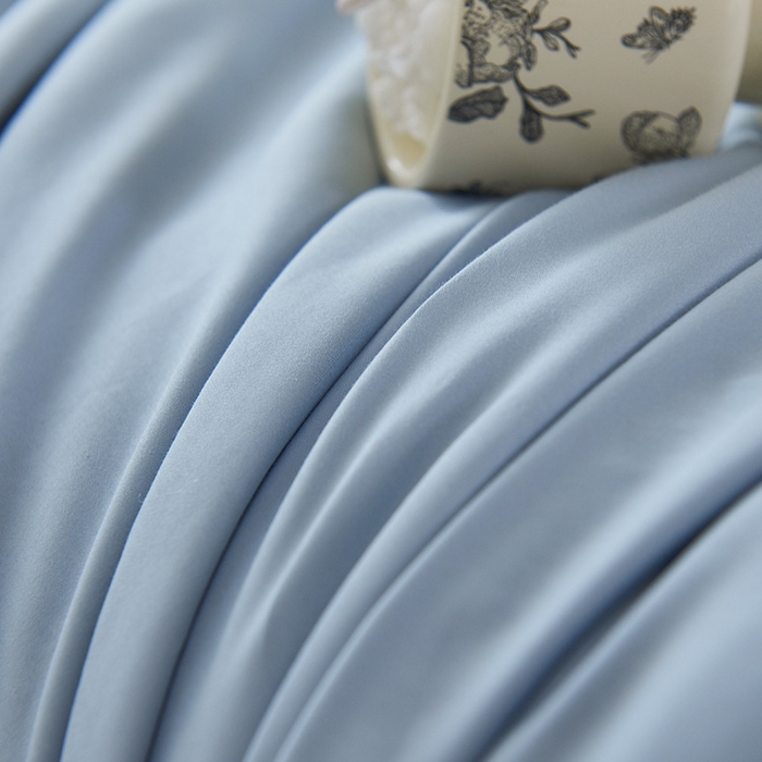 91家纺网 家纺一手货源 找家纺 紫乐家纺 2025新款60长绒棉纯色夏被 星光蓝