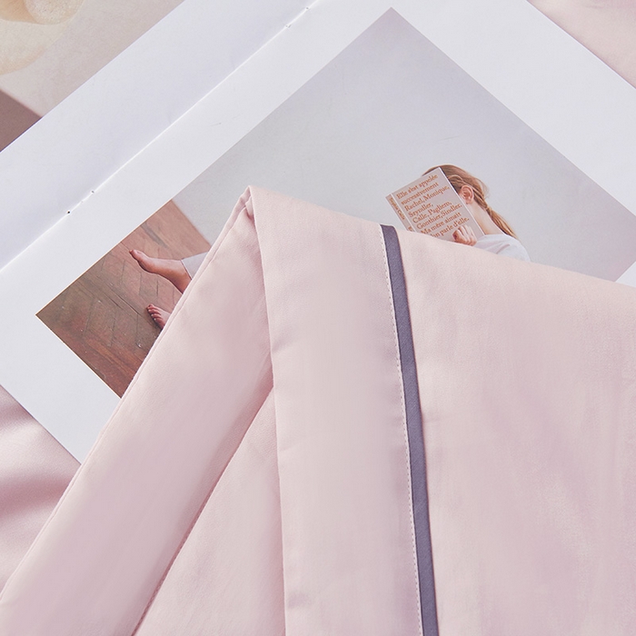 91家纺网 家纺一手货源 找家纺 紫乐家纺 2025新款60长绒棉纯色夏被 紫苏粉