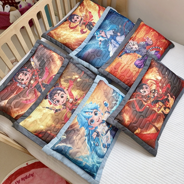 纽乐家纺 2025新款卡通5D数码印花哪吒周边儿童冰丝乳胶凉枕枕套枕芯 组合图仅做展示