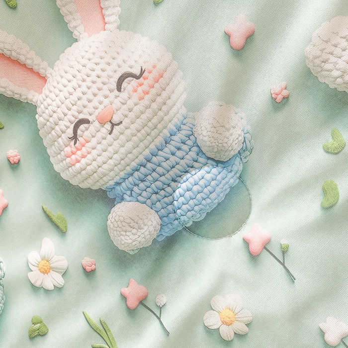 91家纺网 家纺一手货源 找家纺 七里香 2025新款防锦安带氨纶5D凉感丝夏被 兔子