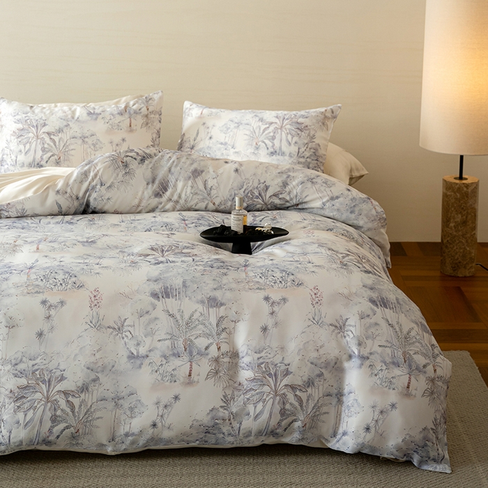 91家纺网 家纺一手货源 找家纺 （总）禾时 2025新款60S兰精天丝数码印花暗合简约款四件套