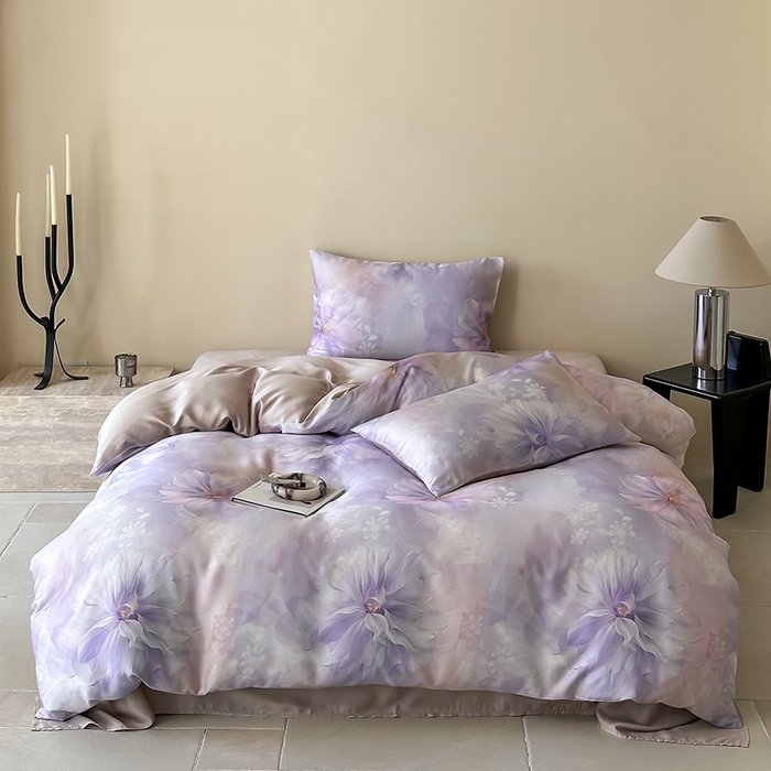 91家纺网 家纺一手货源 找家纺 （总）禾时 2025新款60S兰精天丝数码印花暗合简约款四件套