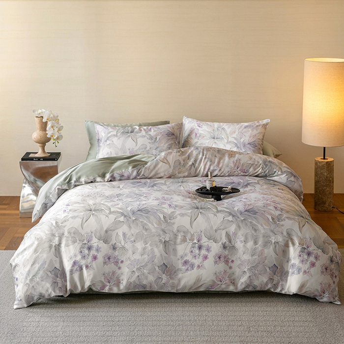 91家纺网 家纺一手货源 找家纺 （总）禾时 2025新款60S兰精天丝数码印花暗合简约款四件套