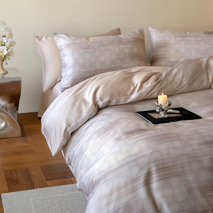 91家纺网 家纺一手货源 找家纺 禾时 2025新款60S兰精天丝数码印花暗合简约款四件套 卡西纳-咖