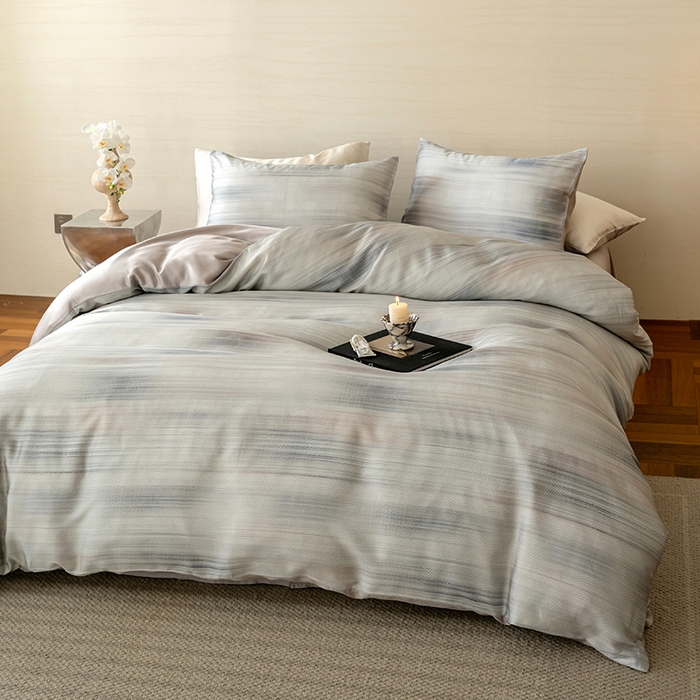 91家纺网 家纺一手货源 找家纺 禾时 2025新款60S兰精天丝数码印花暗合简约款四件套 卡西纳-紫