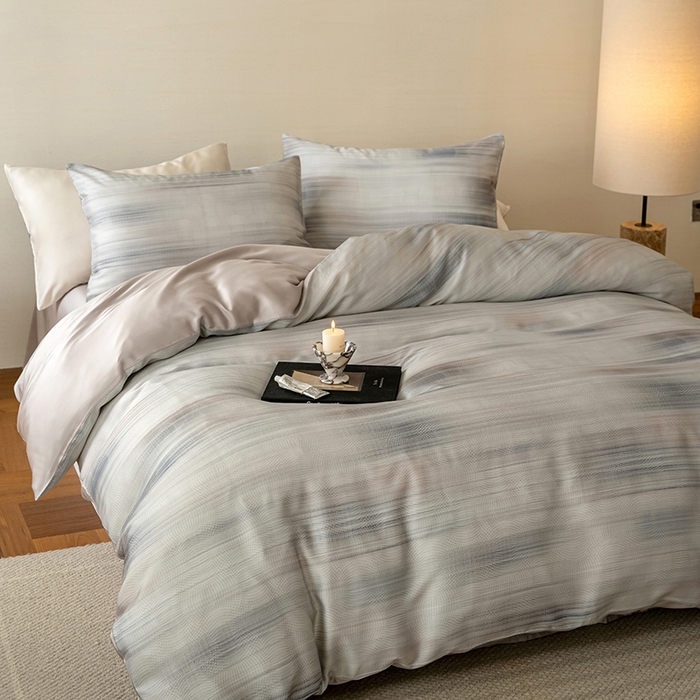 91家纺网 家纺一手货源 找家纺 禾时 2025新款60S兰精天丝数码印花暗合简约款四件套 卡西纳-紫