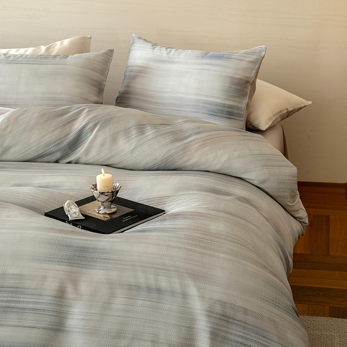 91家纺网 家纺一手货源 找家纺 禾时 2025新款60S兰精天丝数码印花暗合简约款四件套 卡西纳-紫