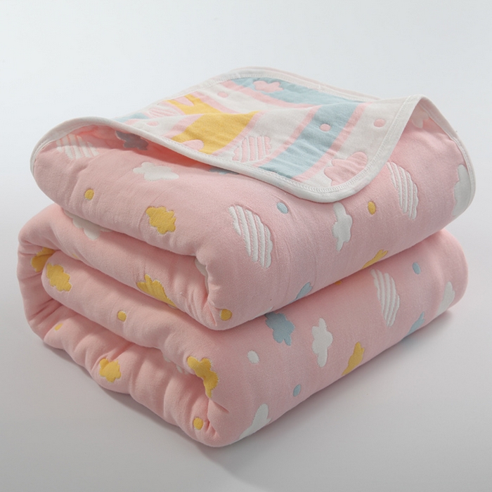  （提供买家秀 爆款花型 不断货）2025新款六层纱布毛巾被 彩云粉