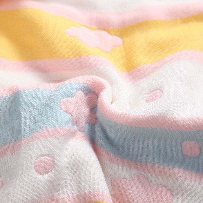 91家纺网 家纺一手货源 找家纺  （提供买家秀 爆款花型 不断货）2025新款六层纱布毛巾被 彩云粉