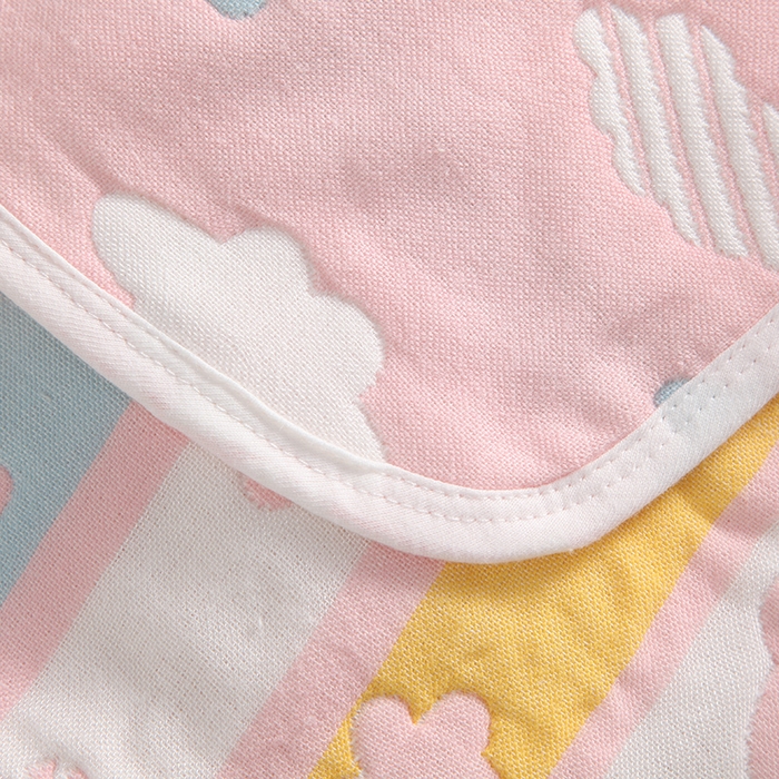 91家纺网 家纺一手货源 找家纺  （提供买家秀 爆款花型 不断货）2025新款六层纱布毛巾被 彩云粉