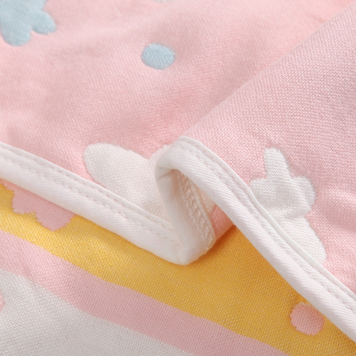 91家纺网 家纺一手货源 找家纺  （提供买家秀 爆款花型 不断货）2025新款六层纱布毛巾被 彩云粉