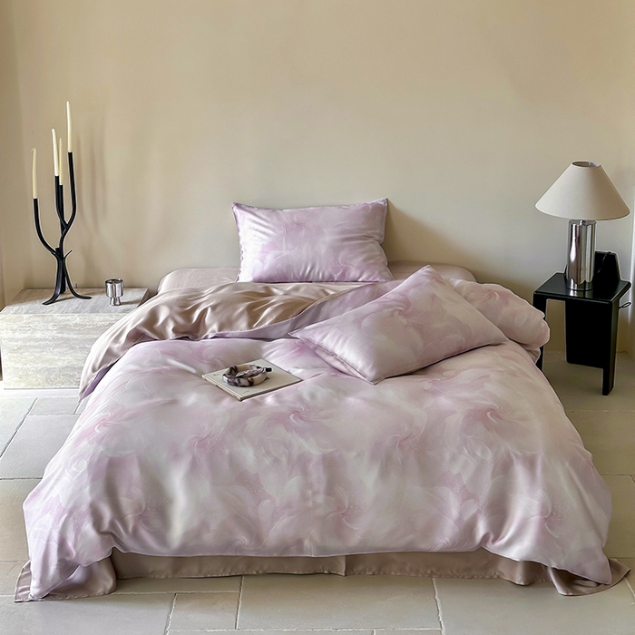 禾时 2025新款60S兰精天丝数码印花暗合简约款四件套 莫斯-紫