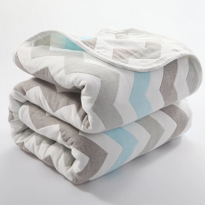  （提供买家秀 爆款花型 不断货）2025新款六层纱布毛巾被 菱纹蓝