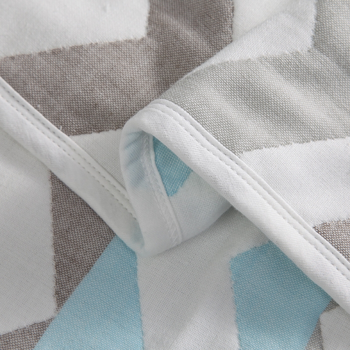 91家纺网 家纺一手货源 找家纺  （提供买家秀 爆款花型 不断货）2025新款六层纱布毛巾被 菱纹蓝