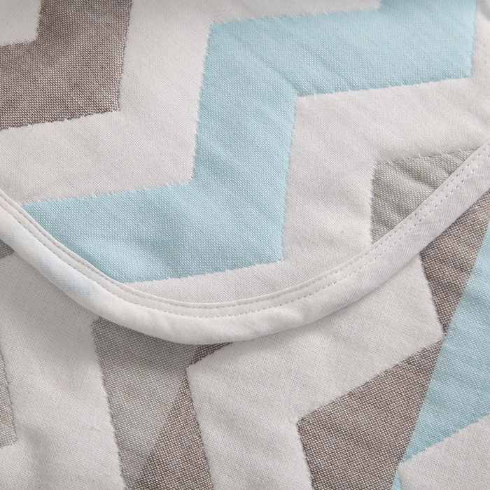 91家纺网 家纺一手货源 找家纺  （提供买家秀 爆款花型 不断货）2025新款六层纱布毛巾被 菱纹蓝