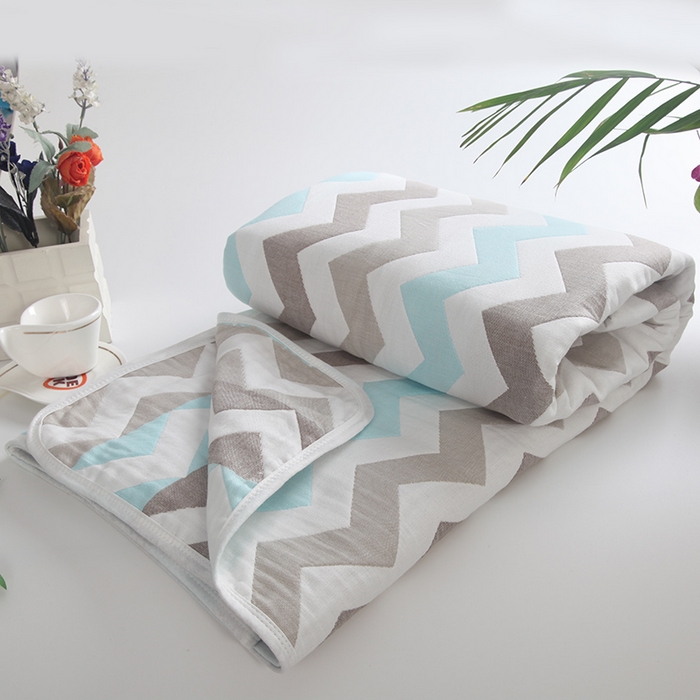 91家纺网 家纺一手货源 找家纺  （提供买家秀 爆款花型 不断货）2025新款六层纱布毛巾被 菱纹蓝