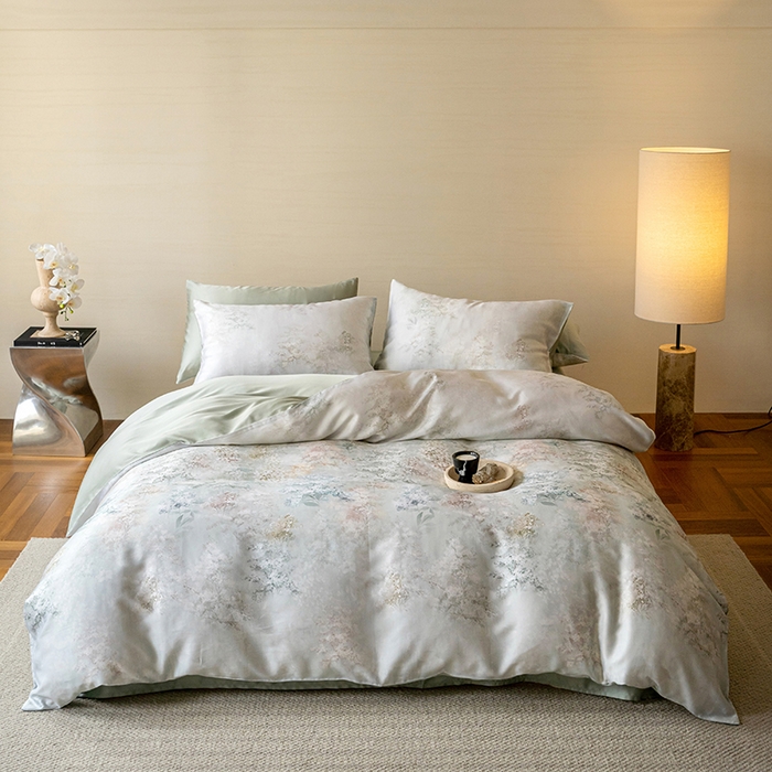 禾时 2025新款60S兰精天丝数码印花暗合简约款四件套 栖舟-绿