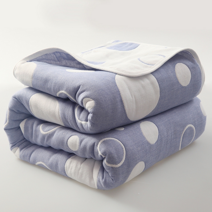  （提供买家秀 爆款花型 不断货）2025新款六层纱布毛巾被 气泡蓝色