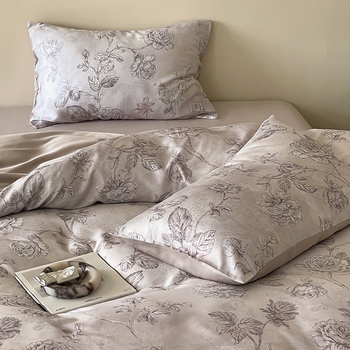 91家纺网 家纺一手货源 找家纺 禾时 2025新款60S兰精天丝数码印花暗合简约款四件套 夏洛-玉