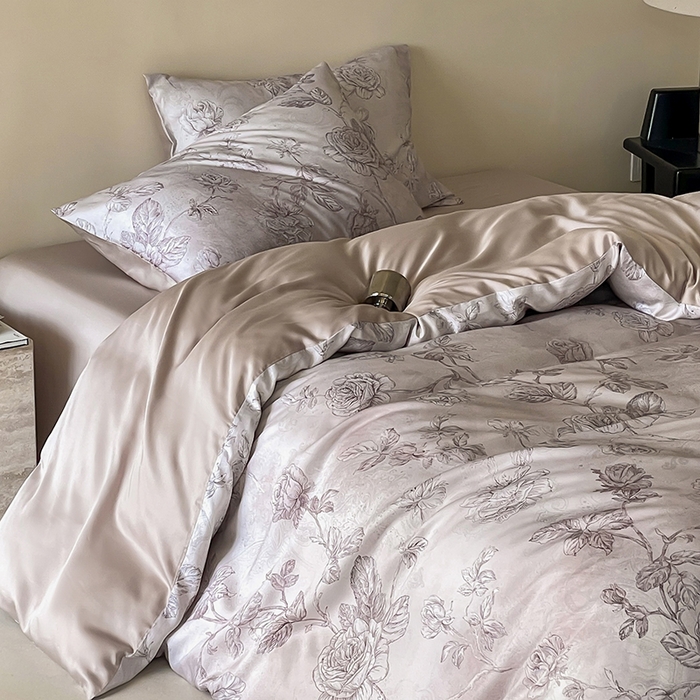 91家纺网 家纺一手货源 找家纺 禾时 2025新款60S兰精天丝数码印花暗合简约款四件套 夏洛-玉