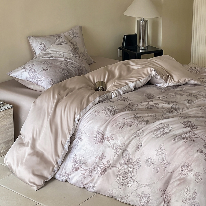 91家纺网 家纺一手货源 找家纺 禾时 2025新款60S兰精天丝数码印花暗合简约款四件套 夏洛-玉