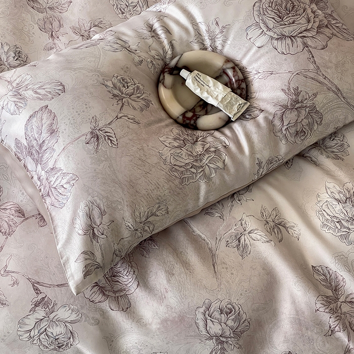 91家纺网 家纺一手货源 找家纺 禾时 2025新款60S兰精天丝数码印花暗合简约款四件套 夏洛-玉