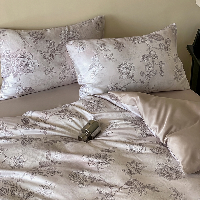 91家纺网 家纺一手货源 找家纺 禾时 2025新款60S兰精天丝数码印花暗合简约款四件套 夏洛-玉