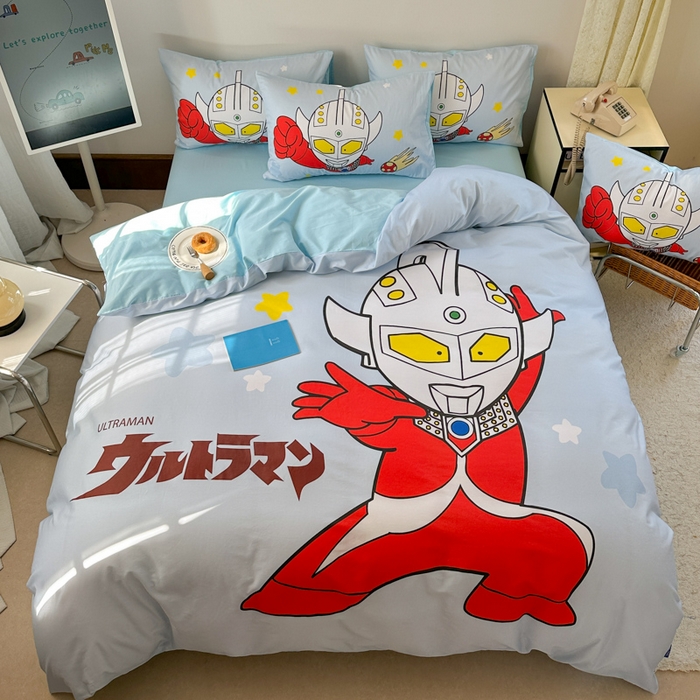 91家纺网 家纺一手货源 找家纺 （总）金爱家 2025新款纯棉数码印花系列四件套-奥特曼