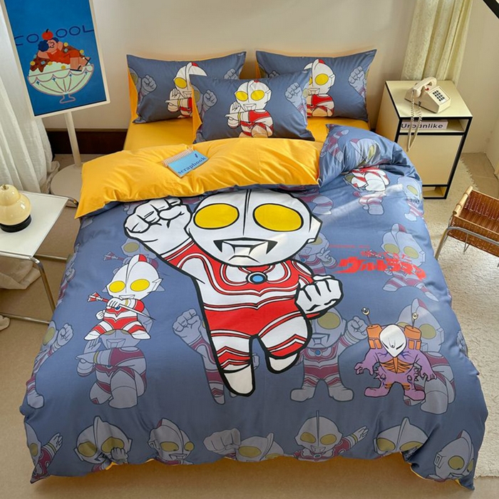 91家纺网 家纺一手货源 找家纺 金爱家 2025新款纯棉数码印花系列四件套-奥特曼 D-胜者为王