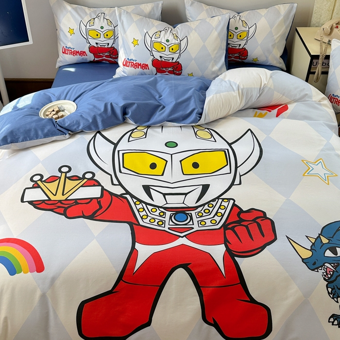 91家纺网 家纺一手货源 找家纺 金爱家 2025新款纯棉数码印花系列四件套-奥特曼 D-奥特曼徽章