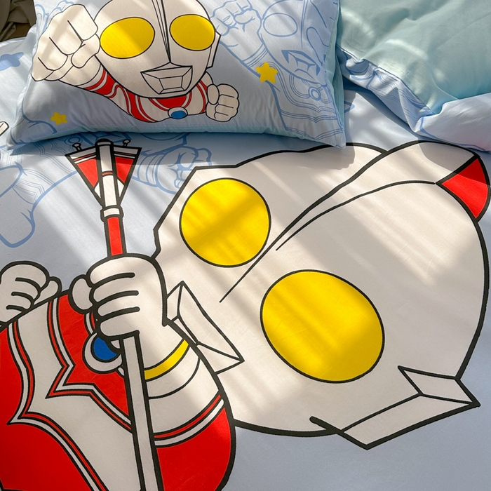 91家纺网 家纺一手货源 找家纺 金爱家 2025新款纯棉数码印花系列四件套-奥特曼 D-护卫队