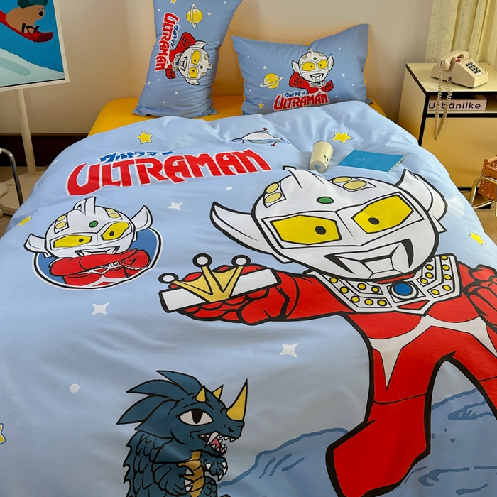 91家纺网 家纺一手货源 找家纺 金爱家 2025新款纯棉数码印花系列四件套-奥特曼 D-王牌特工