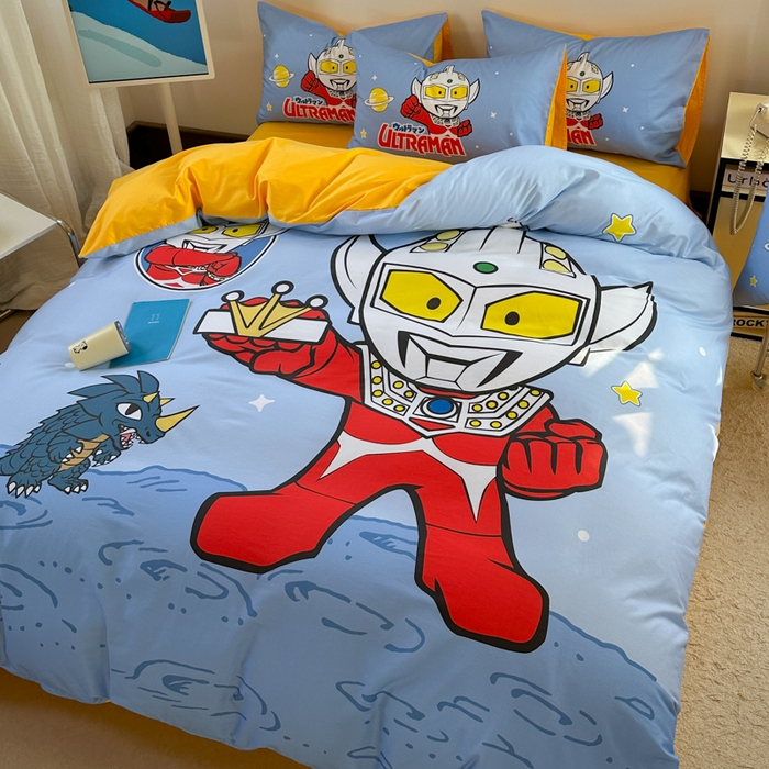 91家纺网 家纺一手货源 找家纺 金爱家 2025新款纯棉数码印花系列四件套-奥特曼 D-王牌特工