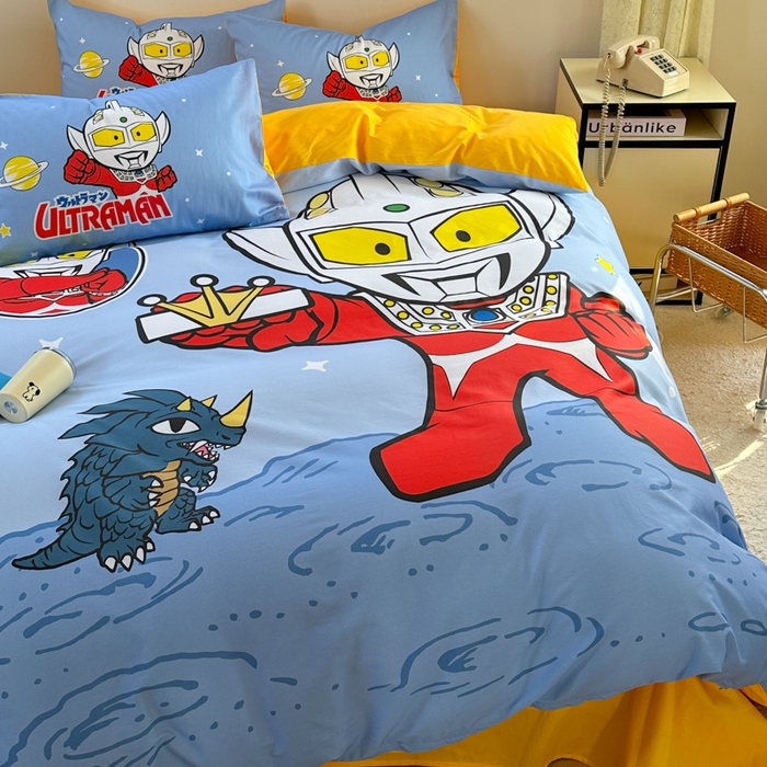 91家纺网 家纺一手货源 找家纺 金爱家 2025新款纯棉数码印花系列四件套-奥特曼 D-王牌特工