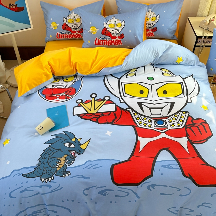 91家纺网 家纺一手货源 找家纺 金爱家 2025新款纯棉数码印花系列四件套-奥特曼 D-王牌特工