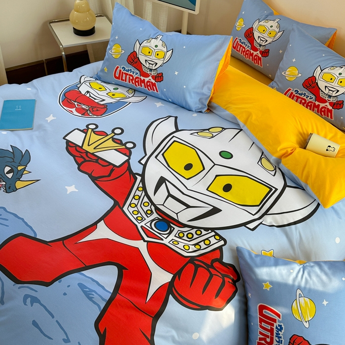 91家纺网 家纺一手货源 找家纺 金爱家 2025新款纯棉数码印花系列四件套-奥特曼 D-王牌特工