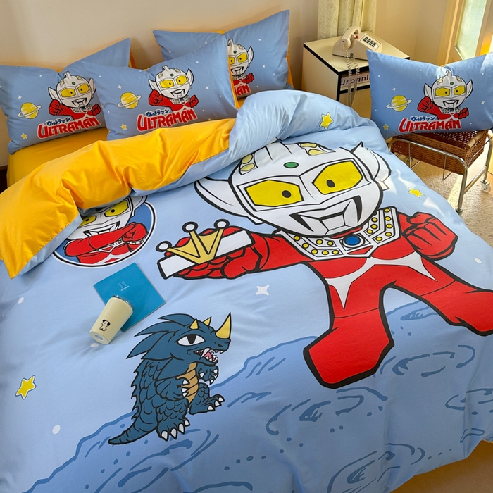 91家纺网 家纺一手货源 找家纺 金爱家 2025新款纯棉数码印花系列四件套-奥特曼 D-王牌特工